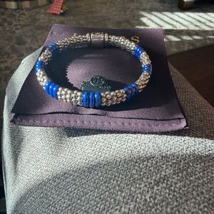 LAGOS Sterling Silver and Blue Caviar Beaded Bracelet, large.